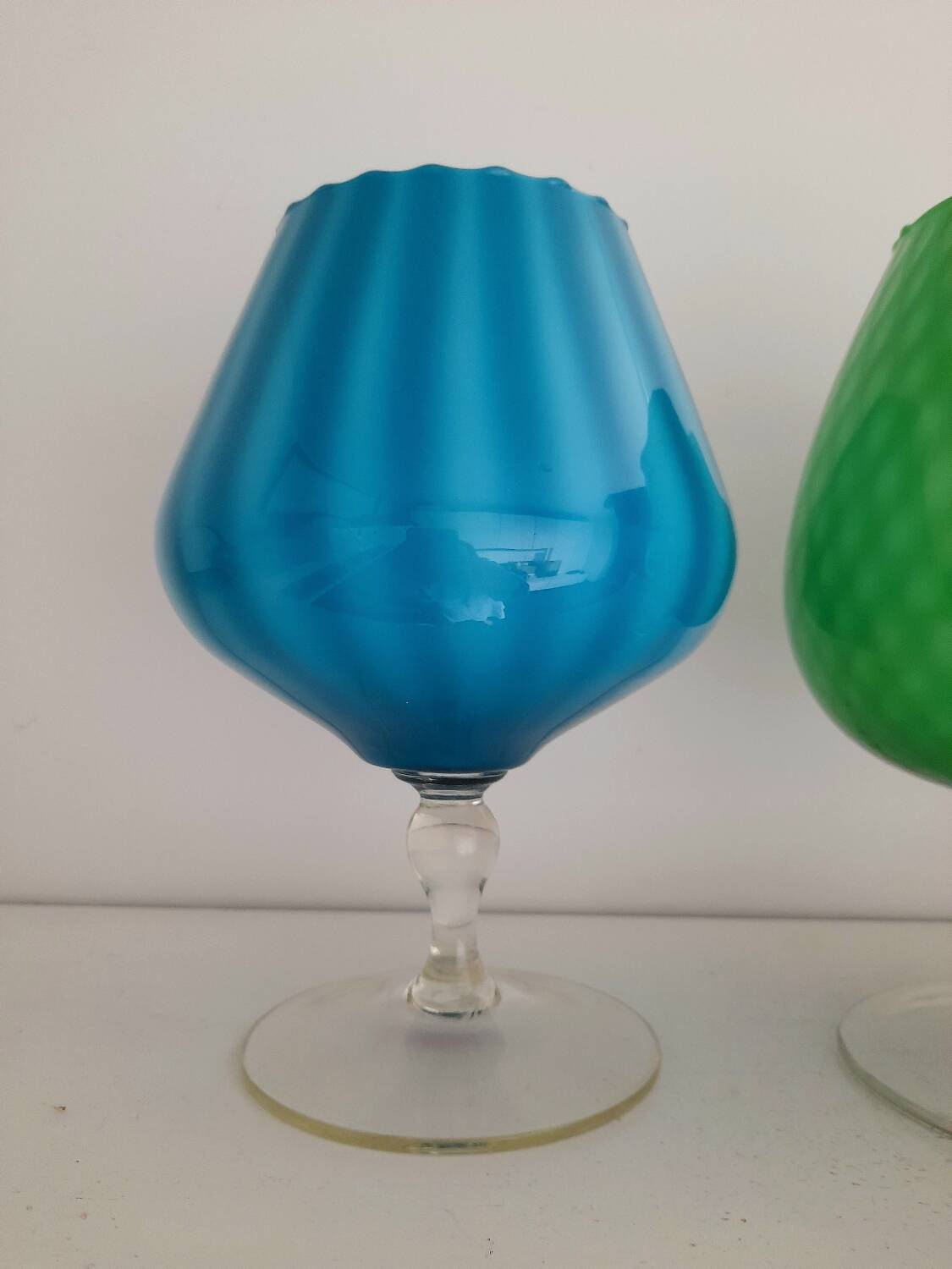 Lot de 2 vases en opaline italienne Empoli