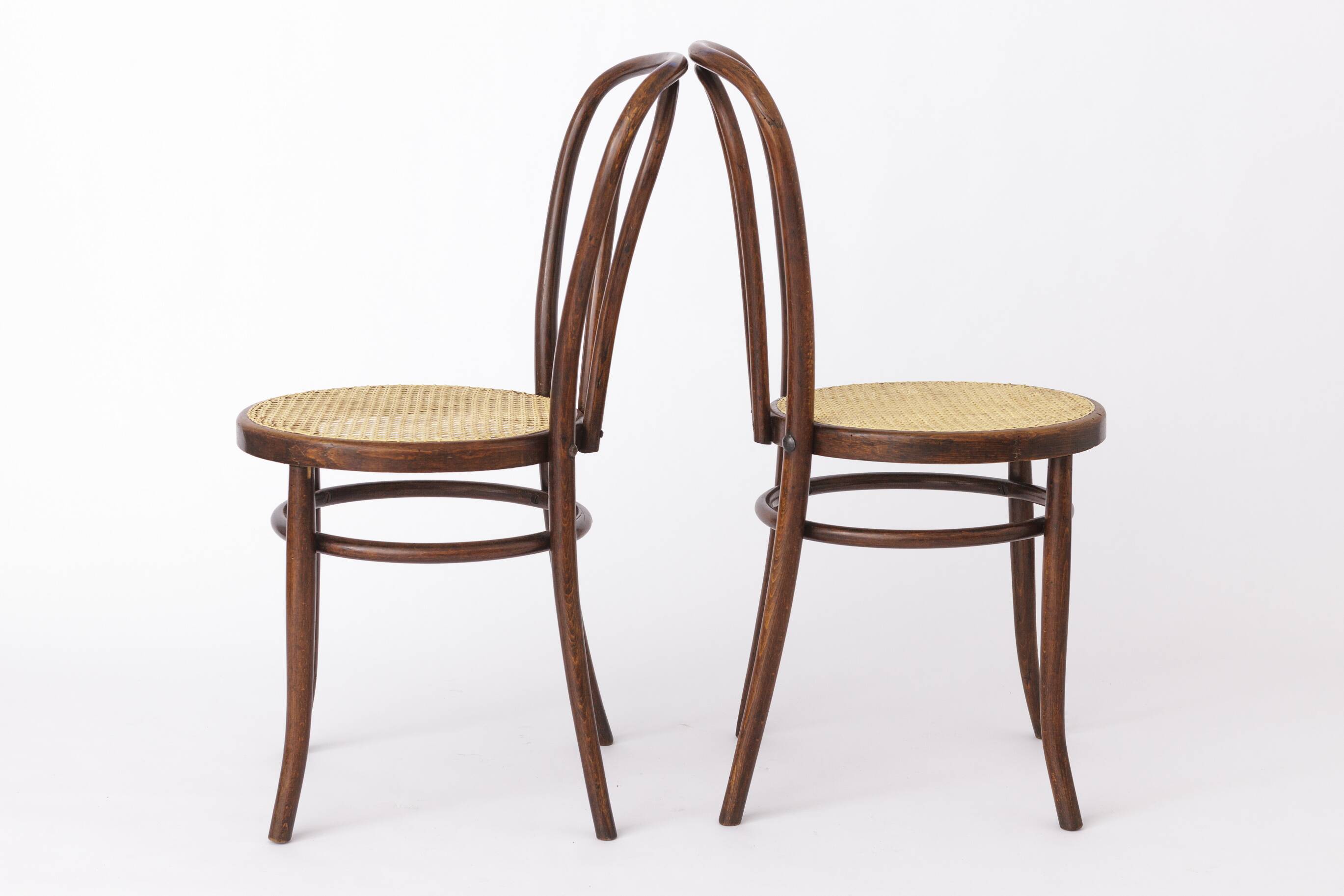 Set of 2 Vintage Bentwood Chairs – 1950s-1960s, Beech Wood, New Weaving