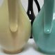 Three ceramic enamels design 60s soliflores black yellow green