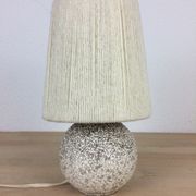Art Deco ball lamp, white tense ceramic, wool lampshade