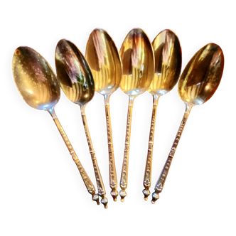 6 small antique silver-gilt spoons