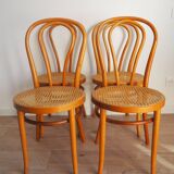 4 chaises de bistrot en bois et cannage