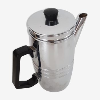 Cafetière chrome et poignée bakélite noire des années 60