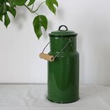 Enamelled metal milk jar, vintage