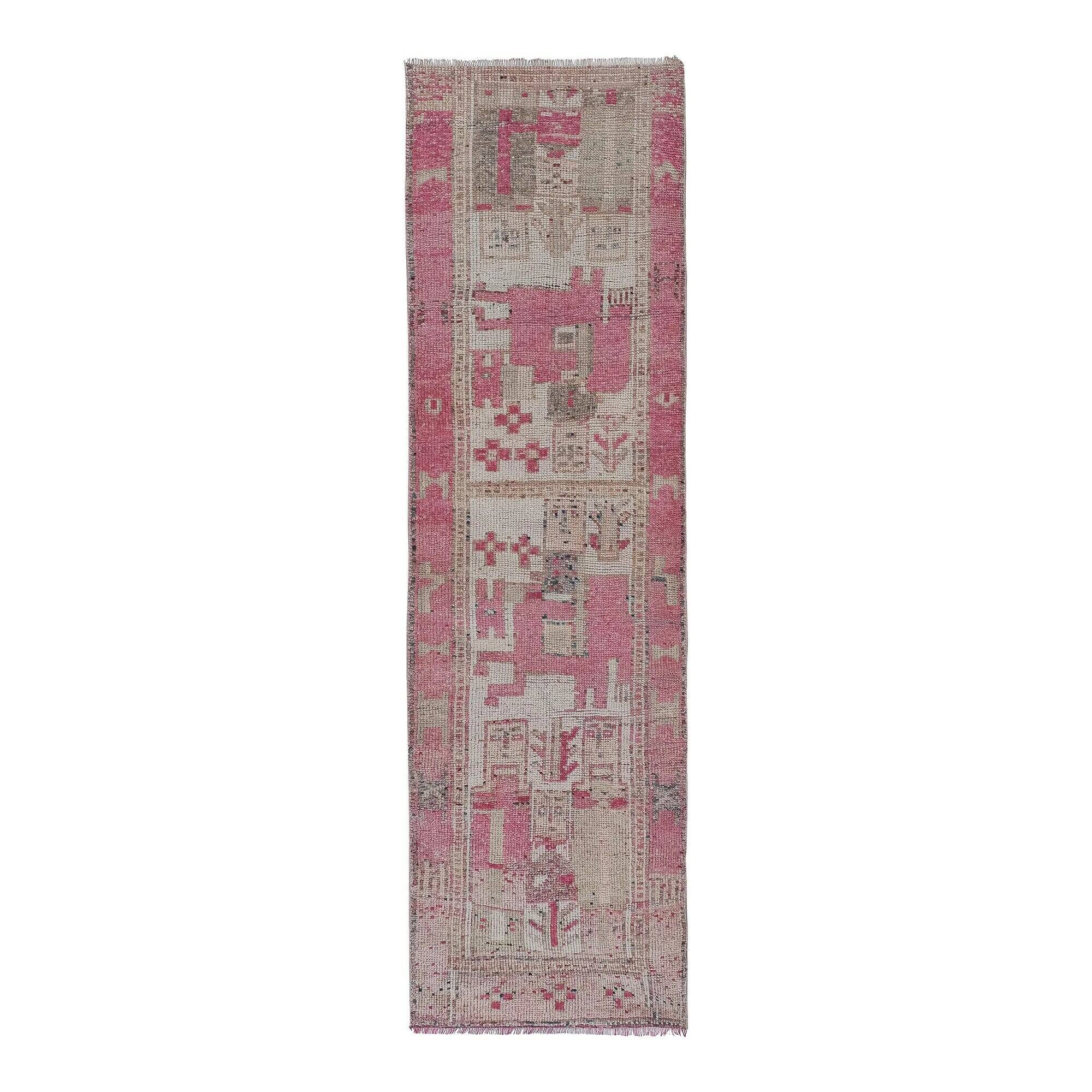 Vintage Turkish hallway rug 99x330 cm