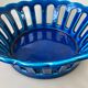 Openwork ceramic fruit basket - vintage blue cut