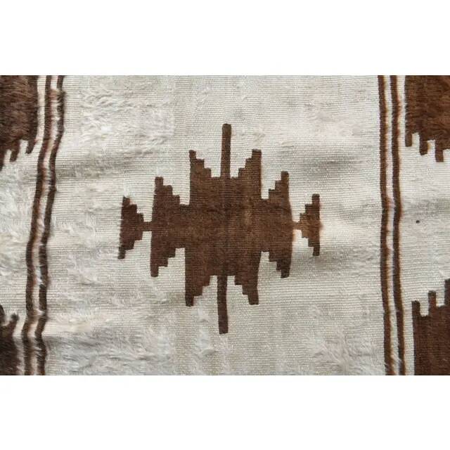 Vintage Turkish Hand-Knotted Wool Cotton Brown Kilim Area Rug 148x198