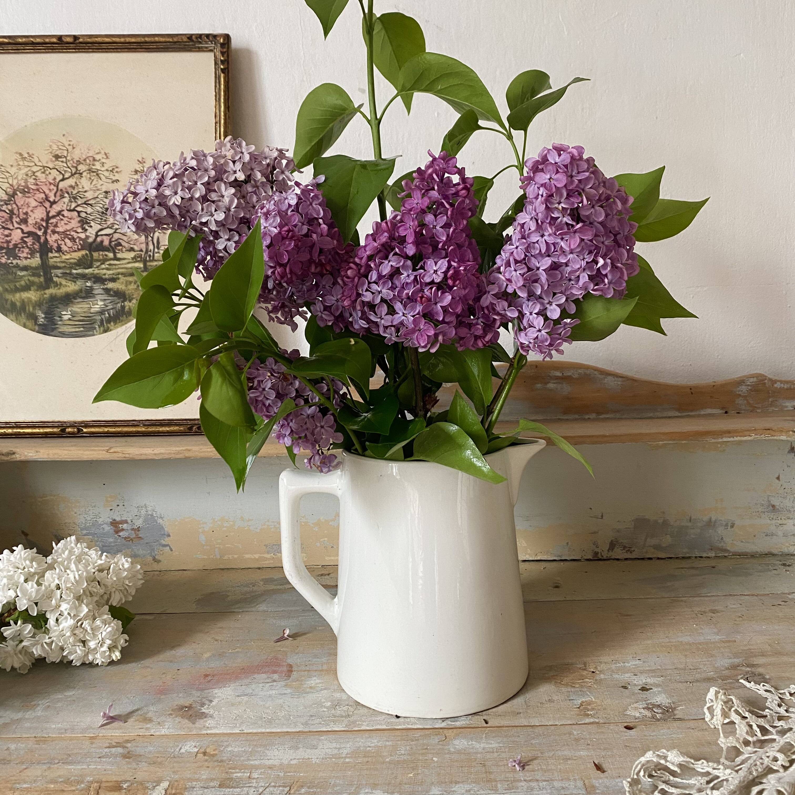 Old white earthenware jug