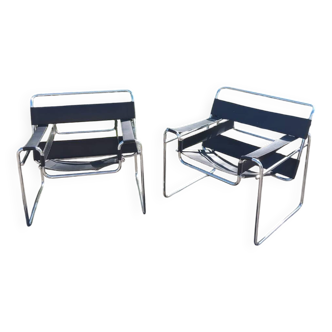 Paire de Fauteuils réédition Wassily par Marcel Breuer