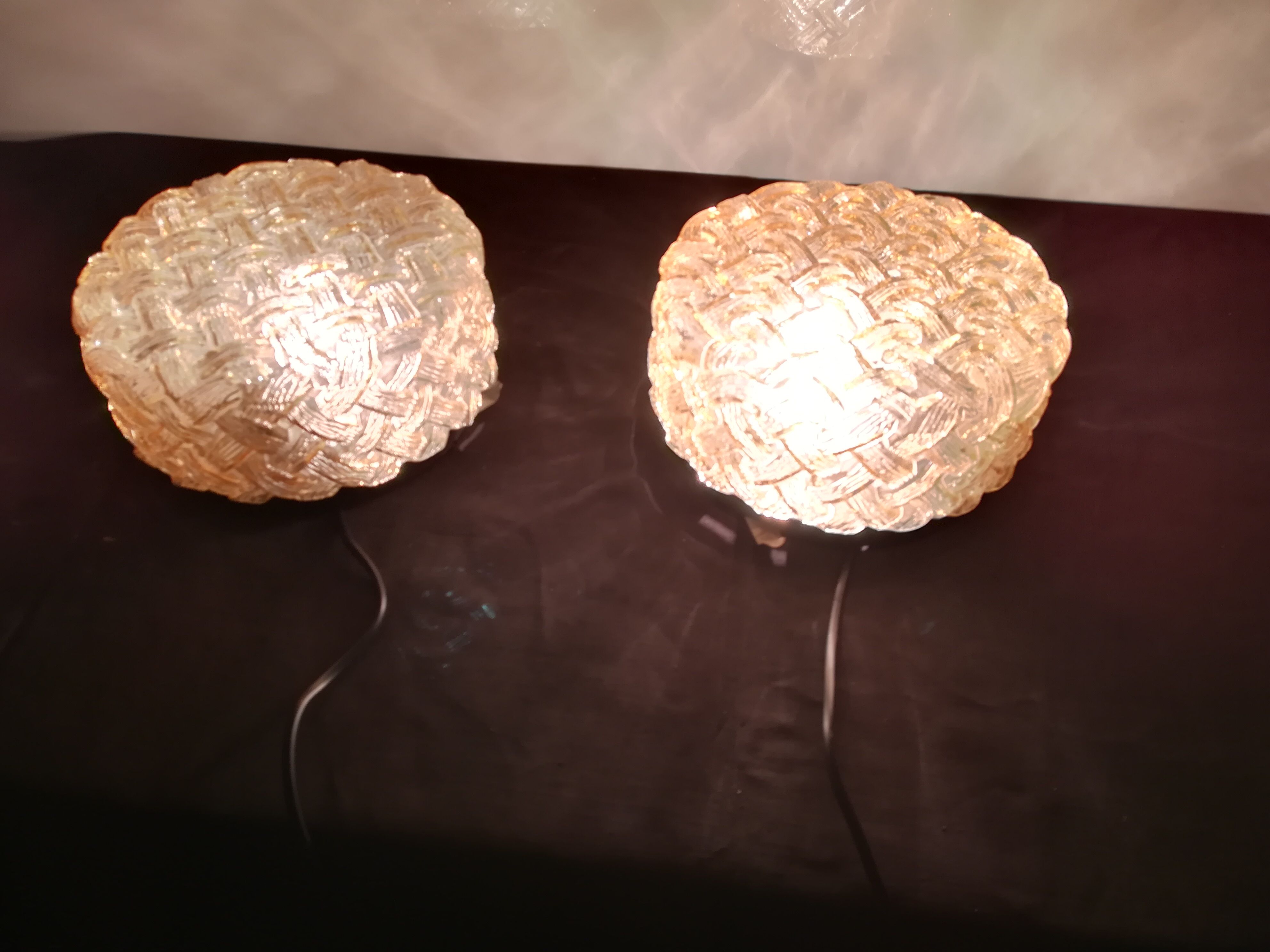 TWO PLAFONNIERS IN VERRE SOUFFLE