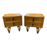 Pair of bamboo bedside tables