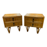 Pair of bamboo bedside tables