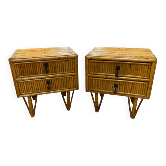 Pair of bamboo bedside tables