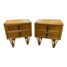 Pair of bamboo bedside tables