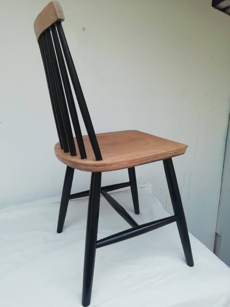 Scandinavian wood and black chair