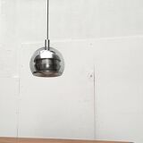 Suspended globe lamp in aluminium and glass in German Space style from the 1960s mid-century by Doria.