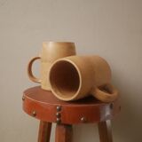 Duo in ceramic stoneware vintage mugs handcrafted Scandinavian country decoration