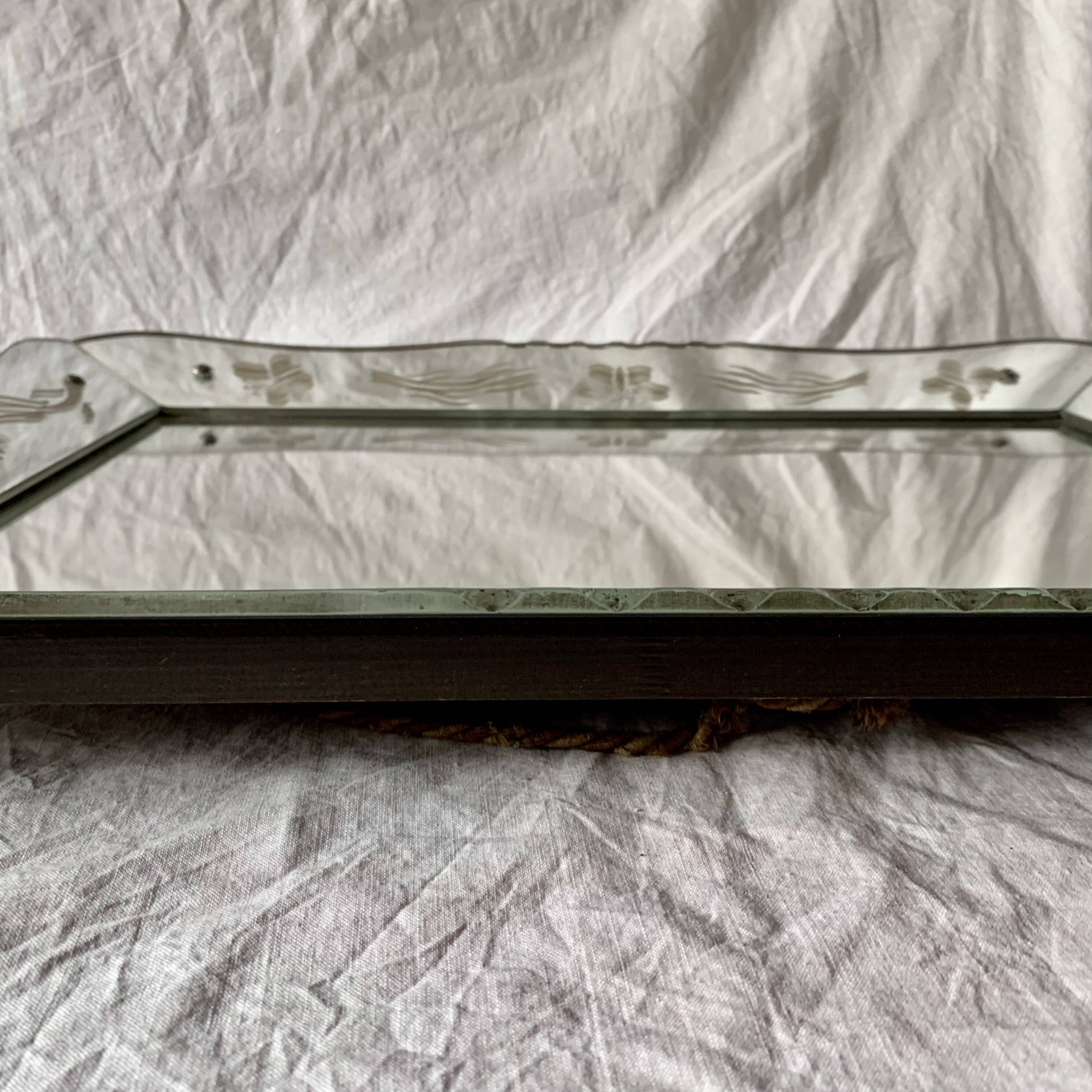 Beveled Venetian mirror - butterfly decor - Height: 61 cm