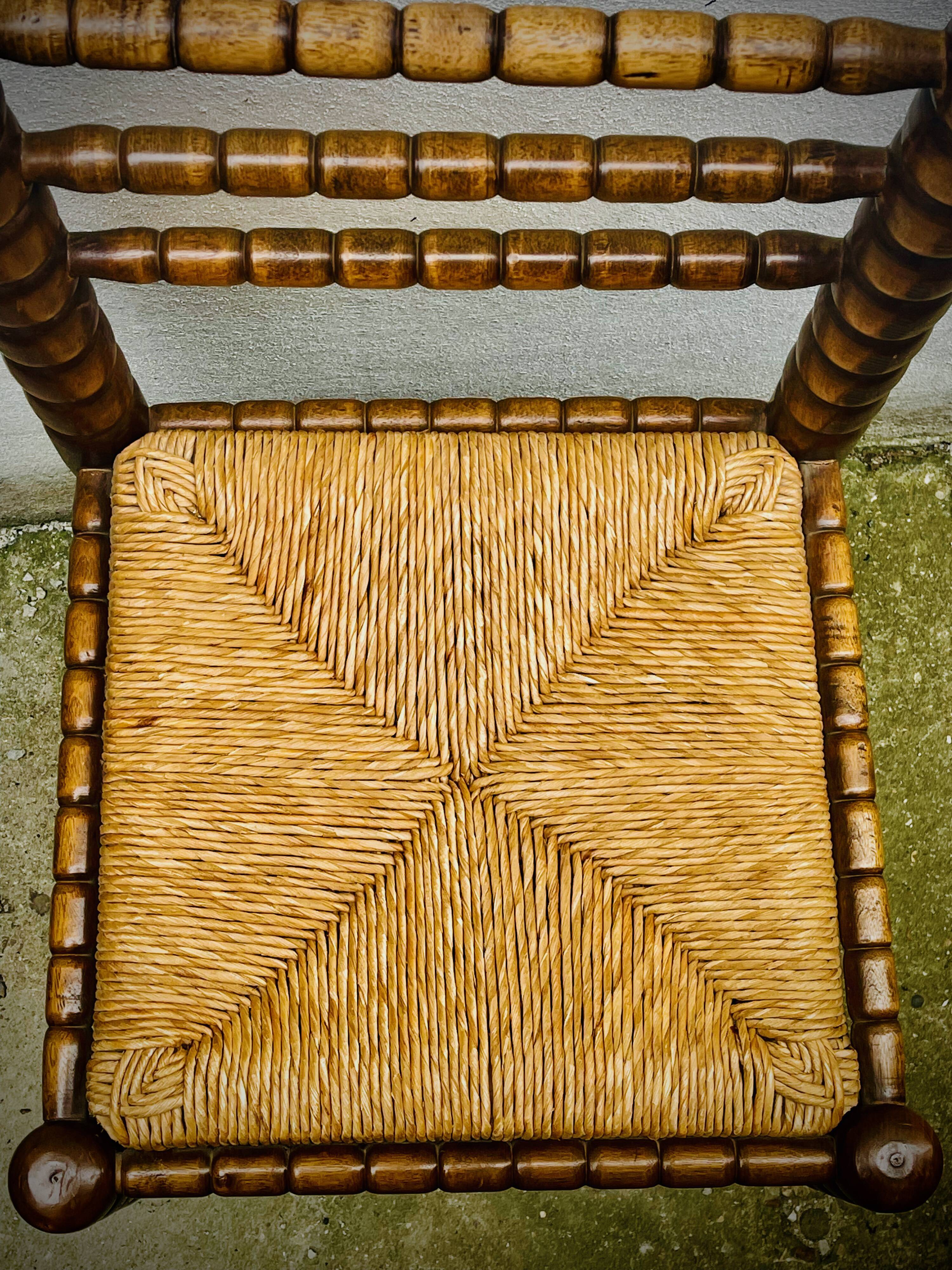 Brutalist chairs mulched in turned wood from the 60s