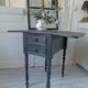 Louis Philippe bedside table with flaps, slate grey