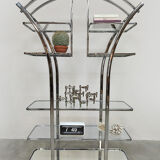 Vintage Italian design chrome & glass display cabinet room divider 1970