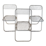 3 vintage folding chairs Talin design Italian 70s - mesh metal