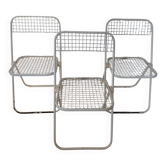 3 chaises pliantes vintage Talin-design Italien 70 - métal grillagé