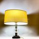 Hollywood Regency inspired brass table lamp drum lampshade