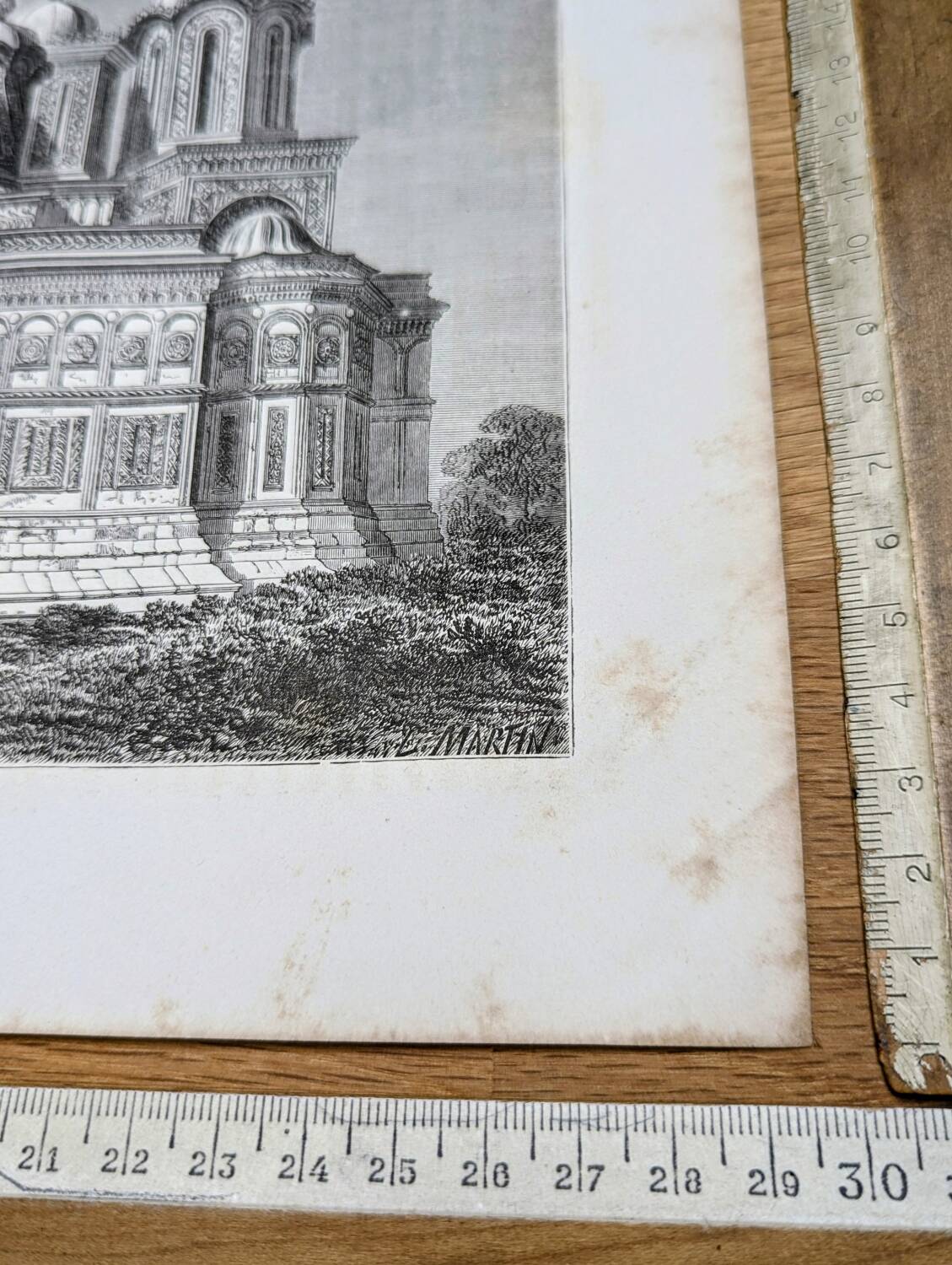 Curtea de Argeș, Romania. Printed illustration from 1866.