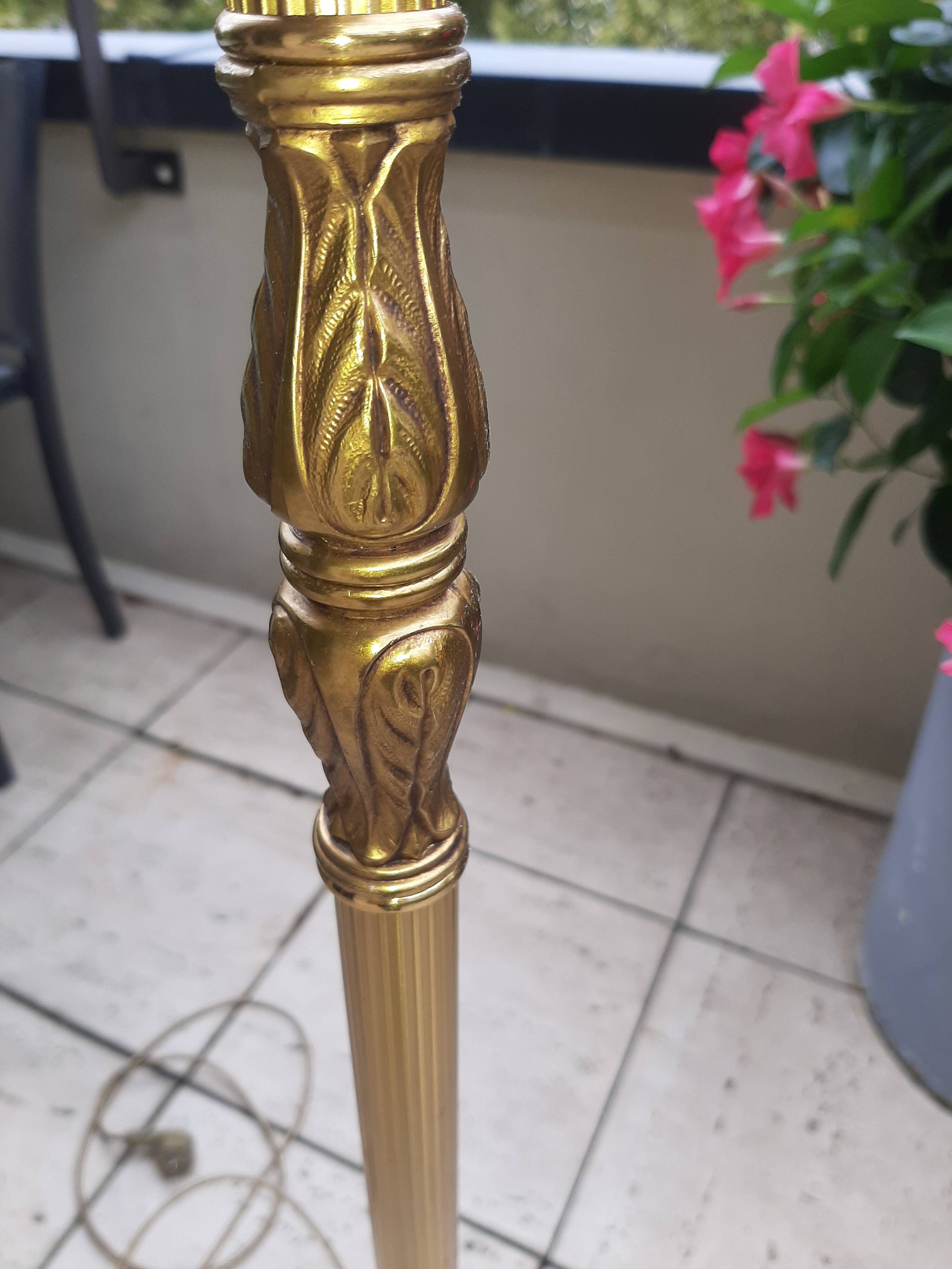 Halogen gilded bronze floor lamp Louis XVI Lucien Gau