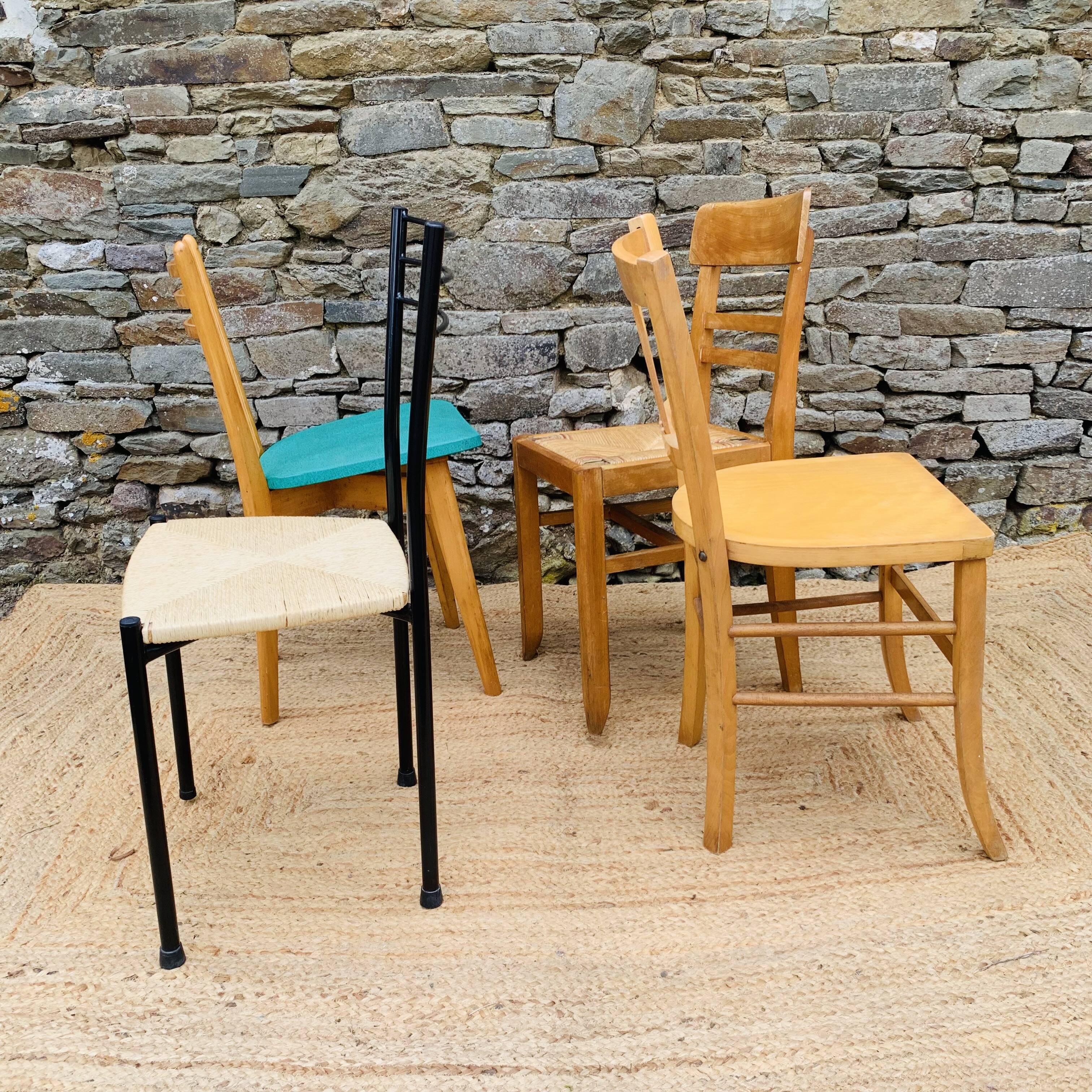 Set of 4 mismatched chairs