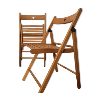 2 folding wooden chairs