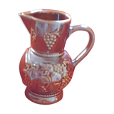 Pitcher in brown enamelled sandstones, grape pattern and leaves fe vine.