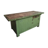 Antique workbench green kitchen island