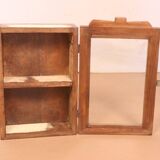 Burmese teak wall display case with original polychrome patina