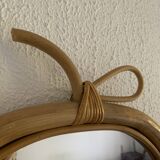 Vintage 1970s apple rattan wicker fruit mirror - 35 x 32 cm