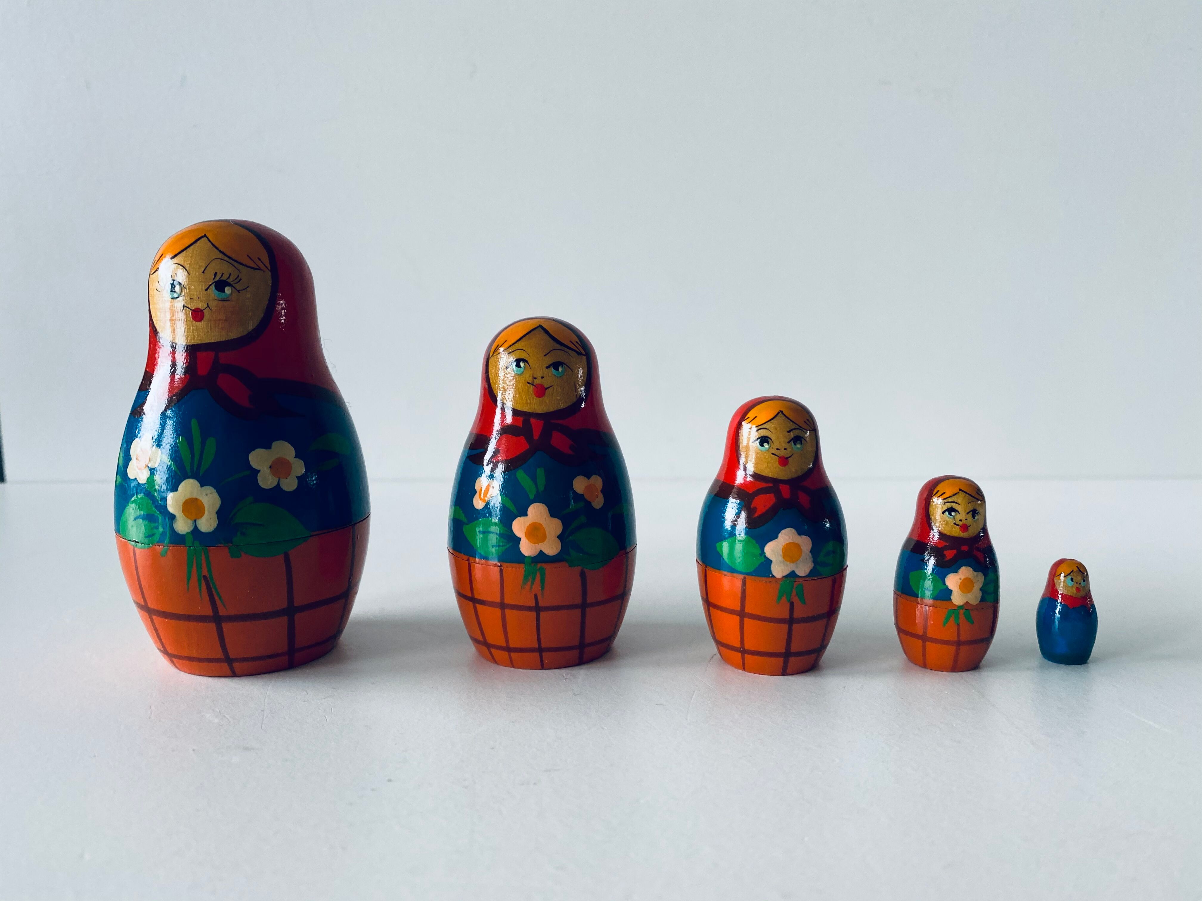 Ancient Matriochka, vintage Russian dolls