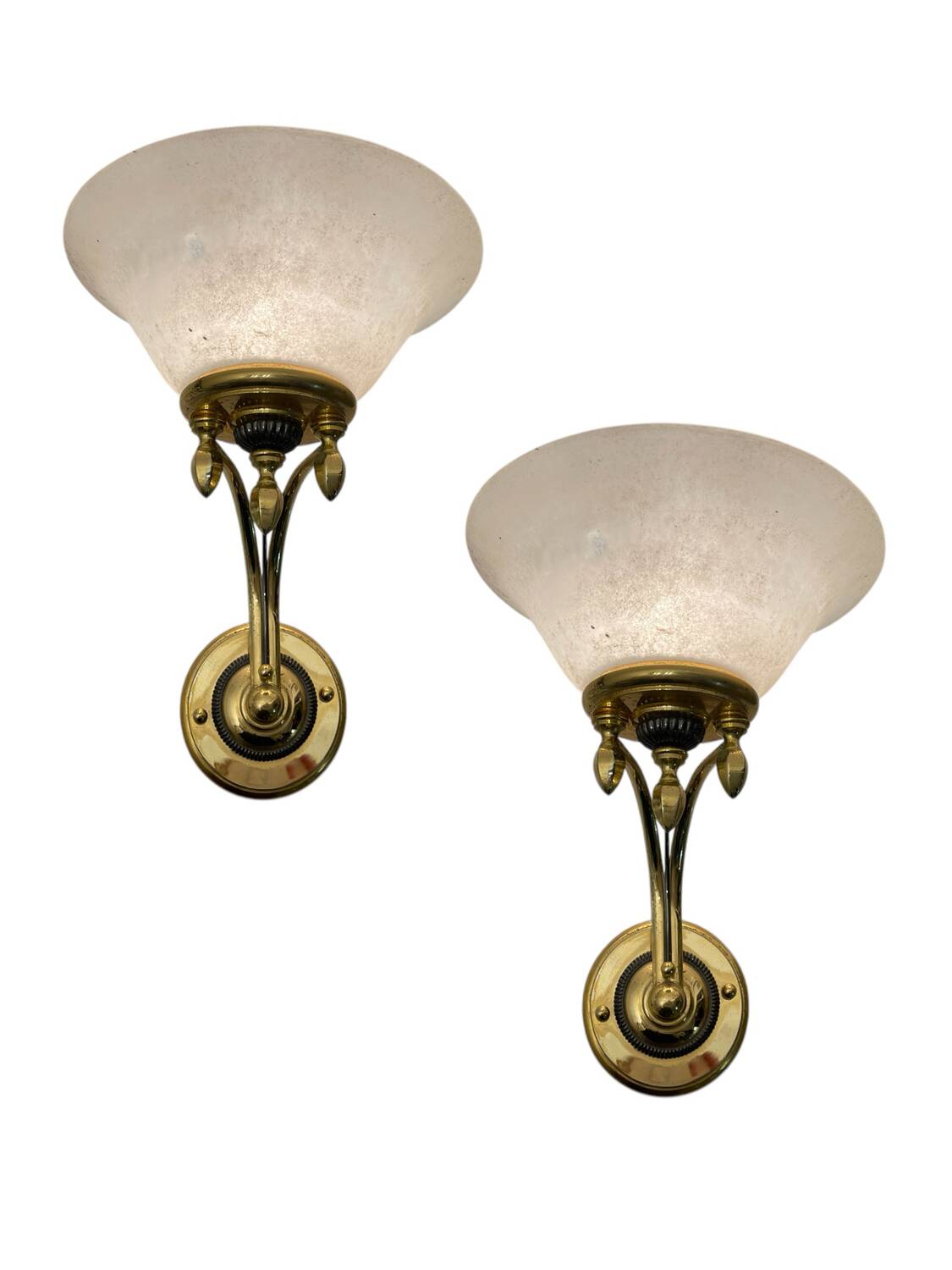 Large Brass Murano Glass Sconces Set of 2