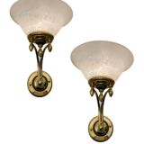 Large Brass Murano Glass Sconces Set of 2