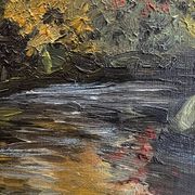 Tableau "Bord de rivière", huile sur toile
