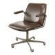 Mid-Century Italian Brown Leather Swivel Chair