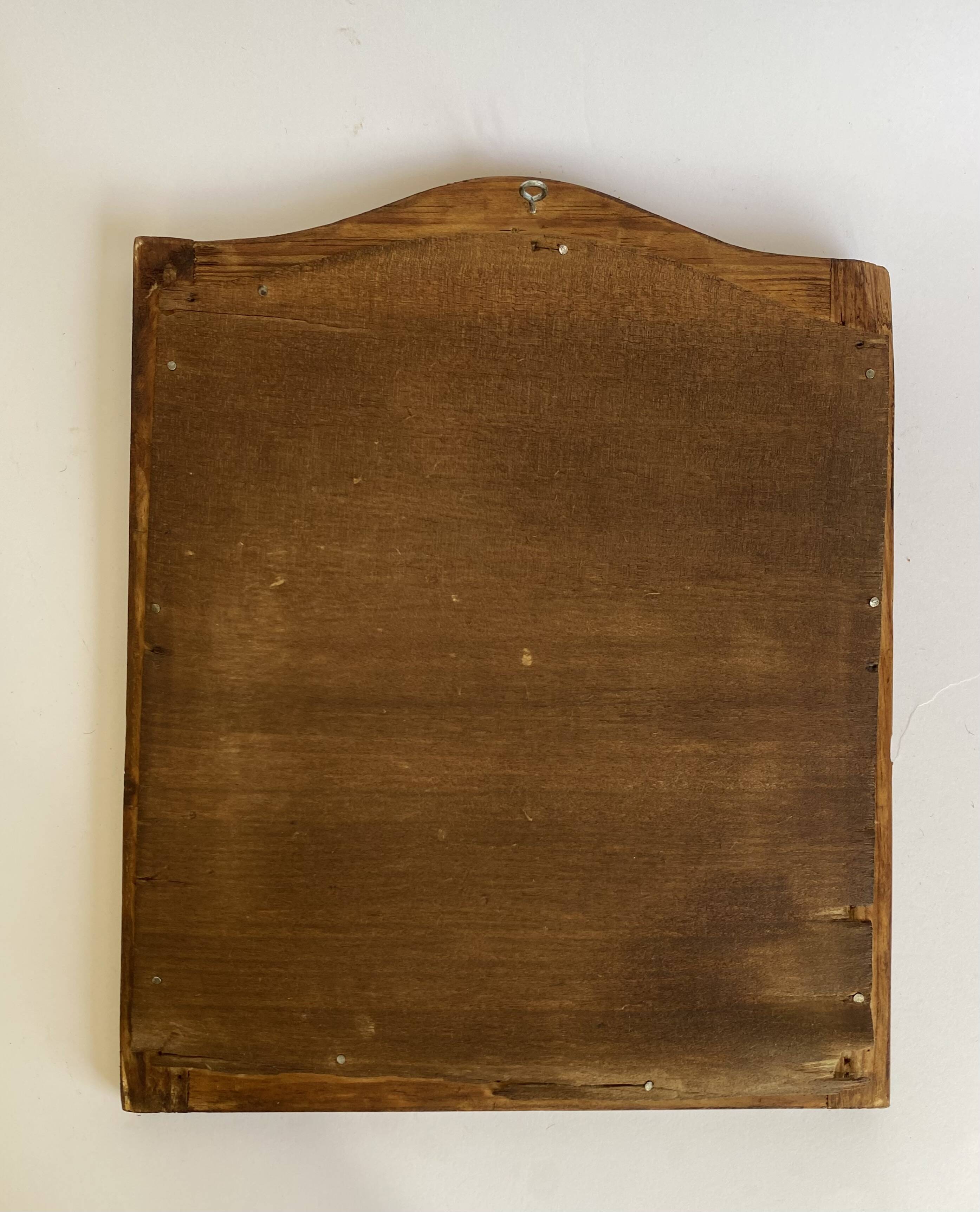 Miroir glace ancienne, bois chapeau de gendarme