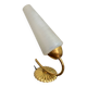 Gold metal wall light with ribbed glass.