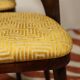 Ensemble de 4 chaises de salle à manger de style art déco en bois de chêne marron chocolat avec revêtement géométrique