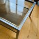 1970s coffee table in brushed metal, brass and smoked glass by Willy R