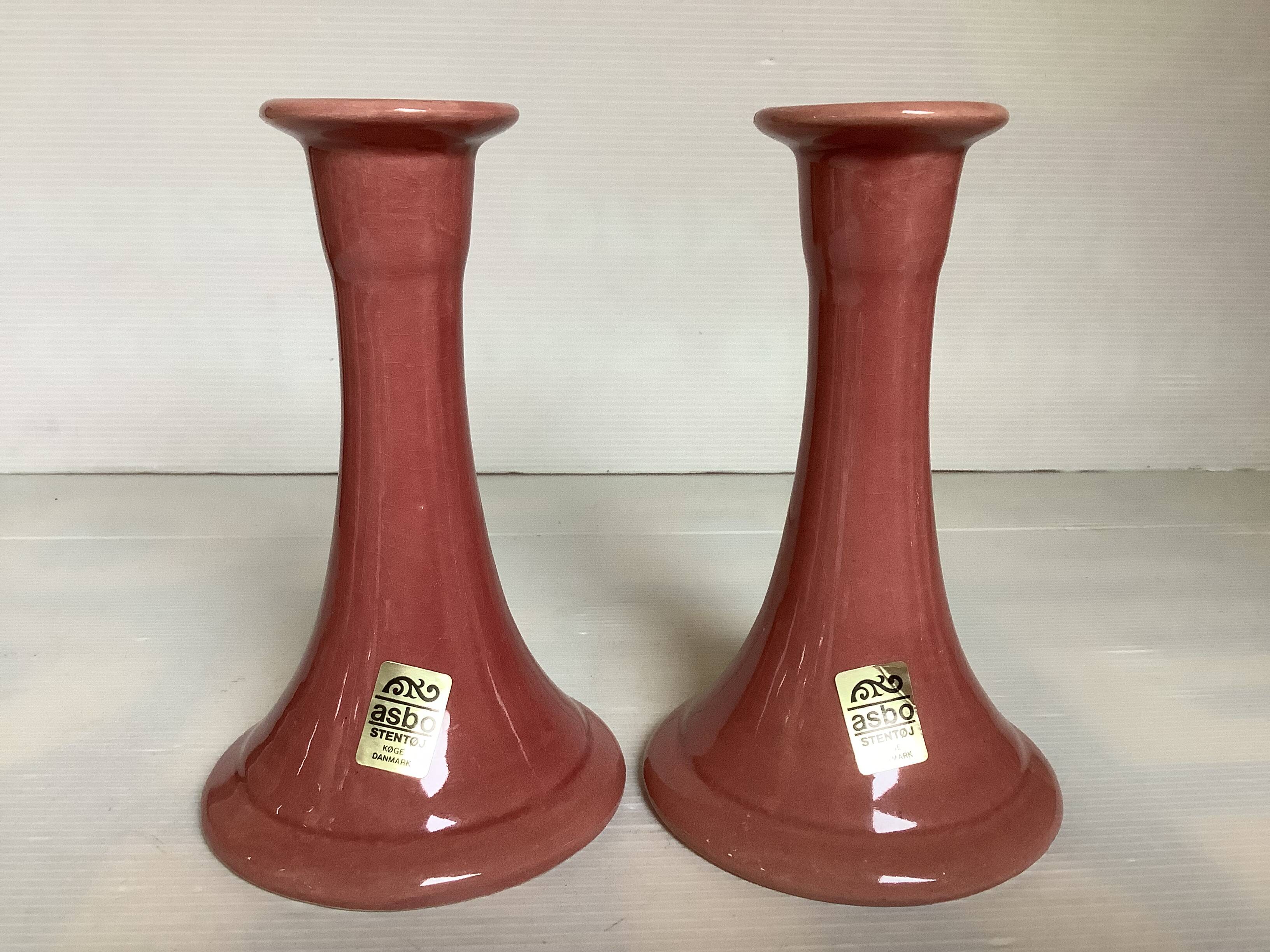 Pair of Scandinavian Asbo Stentøj Køge candlesticks