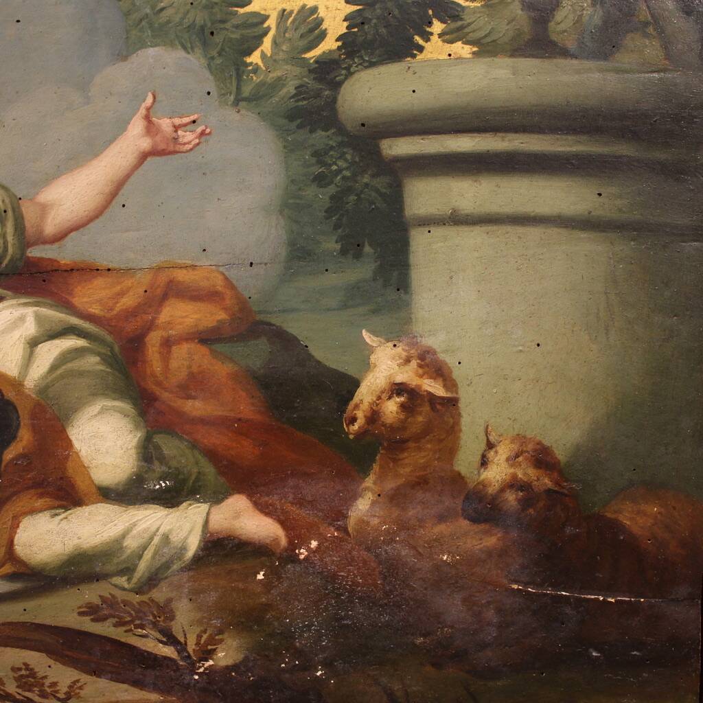 18th century Italian panel painting, Hermes entrusts Dionysus to the nymphs