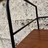 1950s wrought iron and wood bookcase shelf