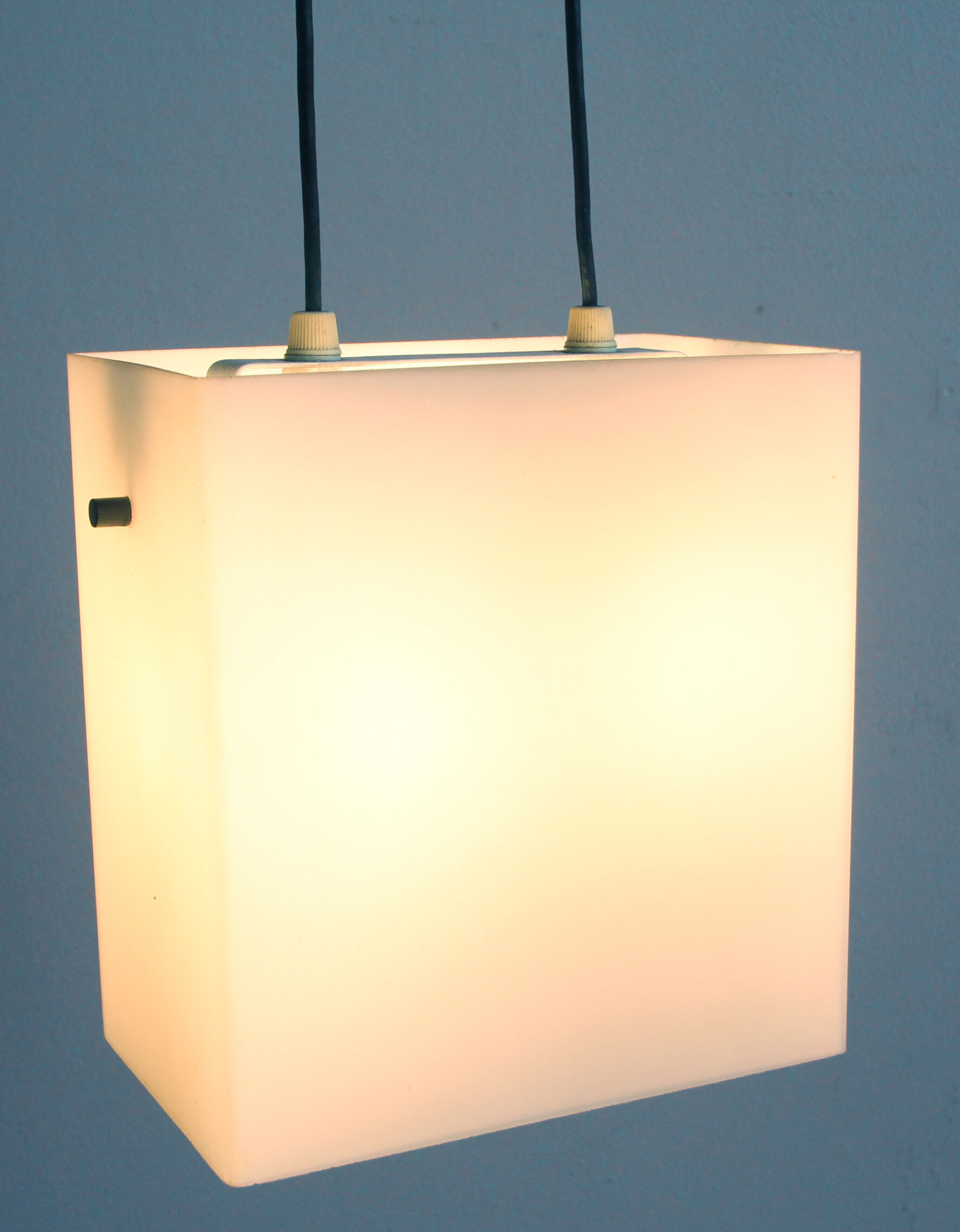 Cubic hanging lamp in opaline, 1960s
