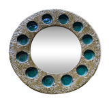 Round ceramic mirror signed IFO Denmark circa 1960
